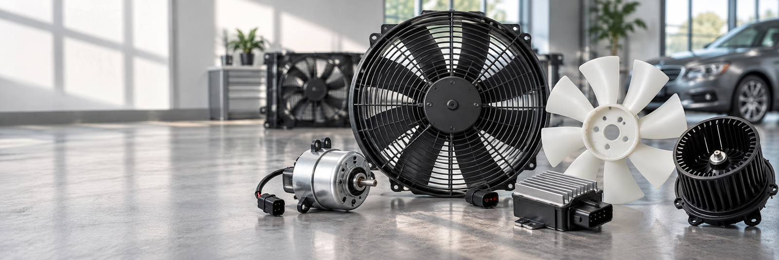 Ventilador universal, hélice, motor e módulo de controle automotivo