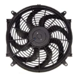 14 polegadas Ventoinha universal para radiador 12V — Pás curvas, moldura quadrada — Vista traseira